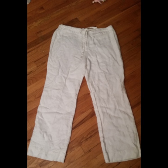 Charter Club Classic Fit Off White Linen Pants - Picture 1 of 1